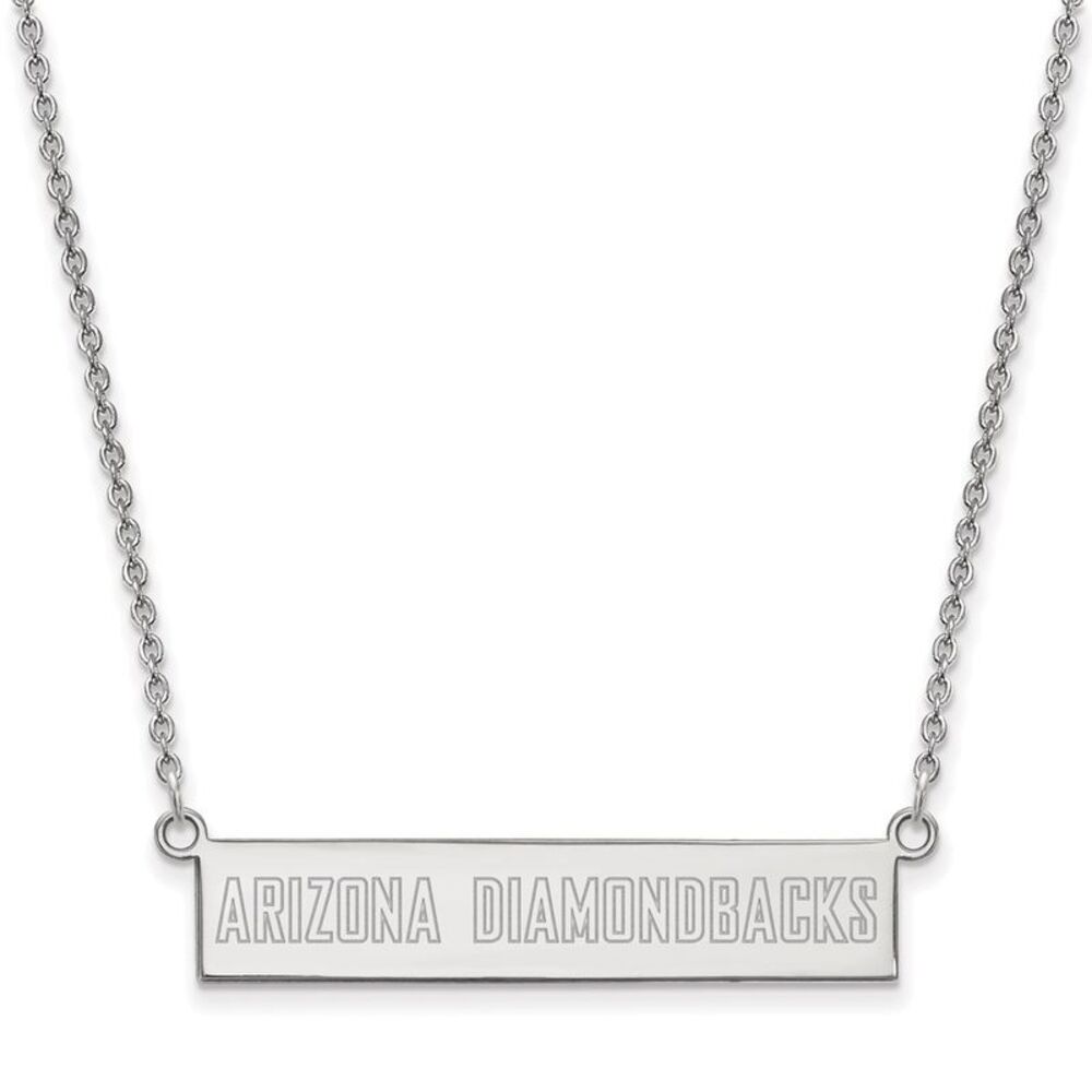 Sterling Silver MLB Arizona Diamondbacks Small Bar Necklace, 18 Inch